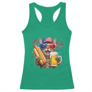 Beer And Hotdog Cat Racerback Tank Top Fourth Of July Celebration TS12 Irish Green Print Your Wear