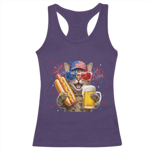 Beer And Hotdog Cat Racerback Tank Top Fourth Of July Celebration TS12 Purple Print Your Wear