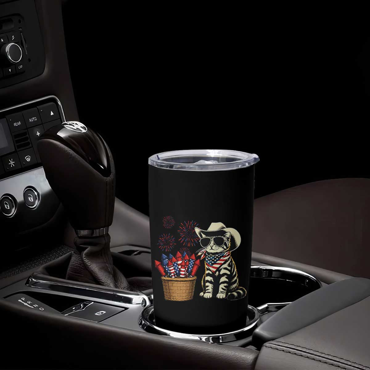 Patriotic Cowboy Cat Tumbler Cup 4th Of July Fireworks Celebration TS12 Print Your Wear