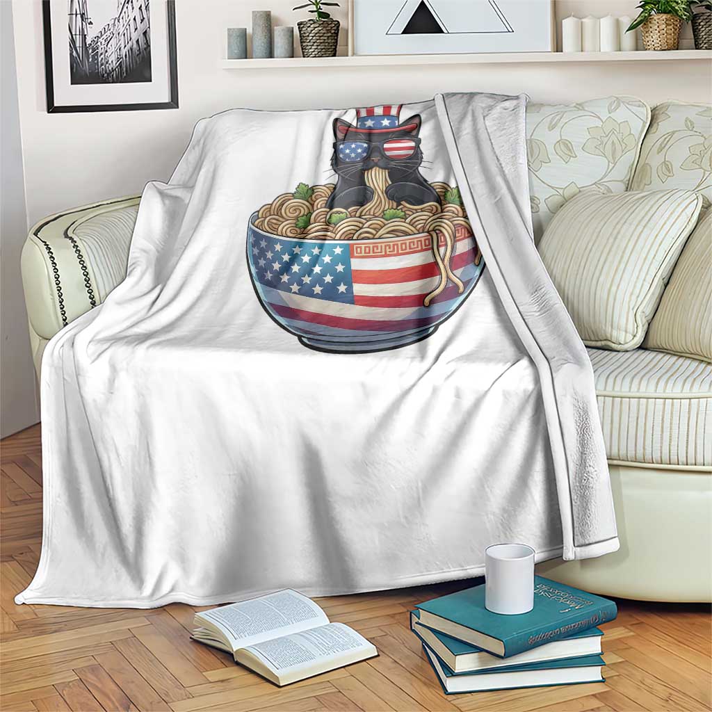Funny Black Cats Eat Ramen Throw Blanket American Flag 4th Of July TS12 Print Your Wear