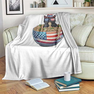 Funny Black Cats Eat Ramen Throw Blanket American Flag 4th Of July TS12 Print Your Wear