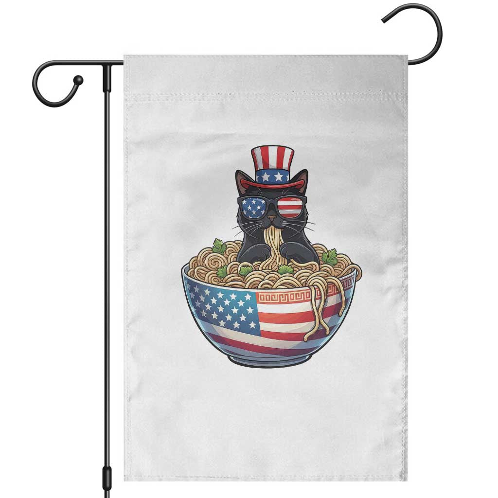 Funny Black Cats Eat Ramen Garden Flag American Flag 4th Of July TS12 White Print Your Wear