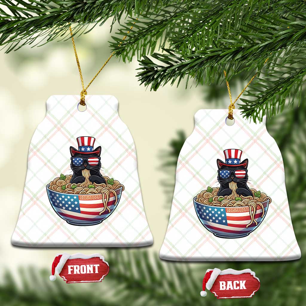 Funny Black Cats Eat Ramen Ceramic Ornament American Flag 4th Of July TS12 Print Your Wear