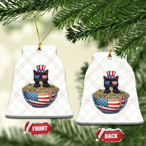 Funny Black Cats Eat Ramen Ceramic Ornament American Flag 4th Of July TS12 Print Your Wear