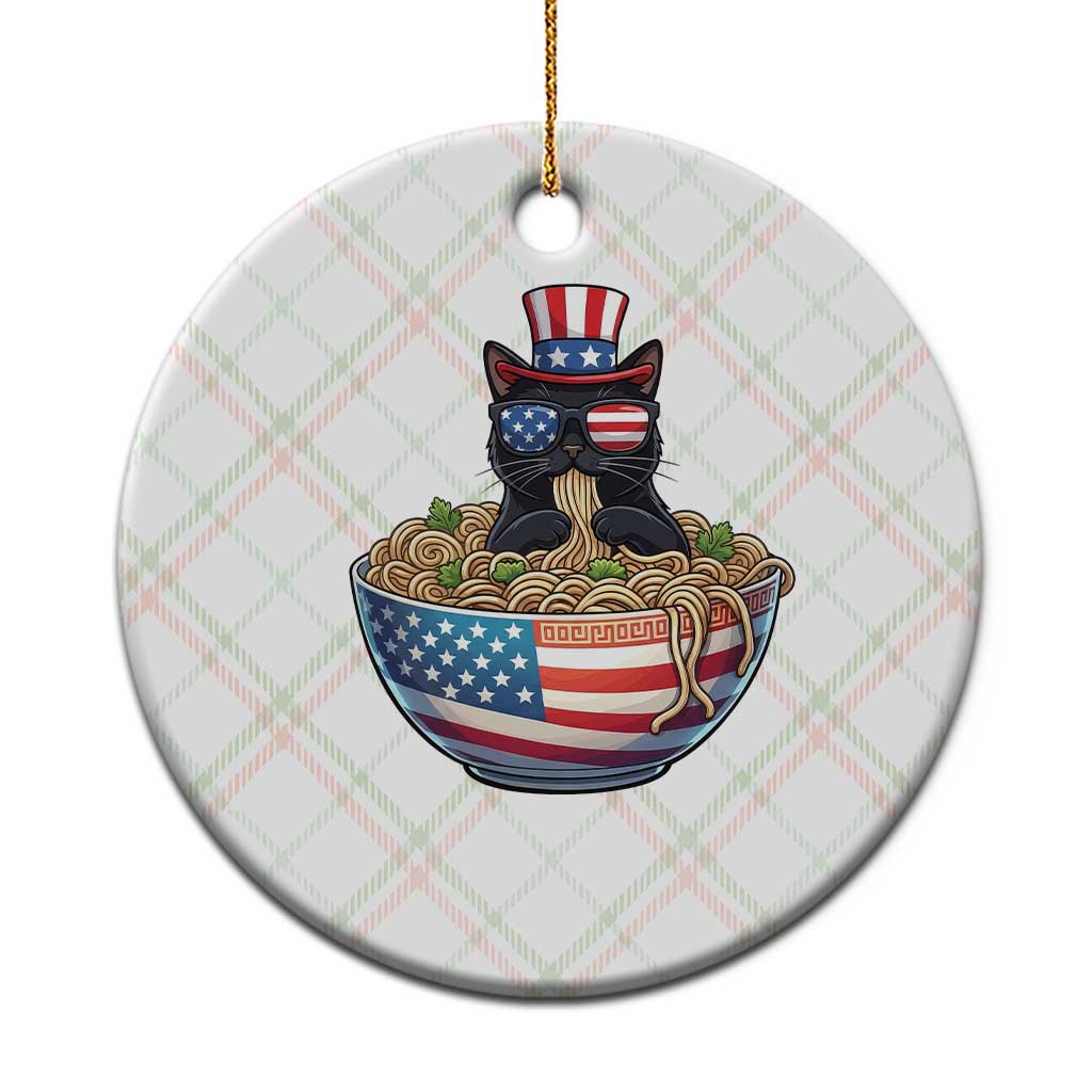 Funny Black Cats Eat Ramen Ceramic Ornament American Flag 4th Of July TS12 1pc Christmas Plaid Print Your Wear