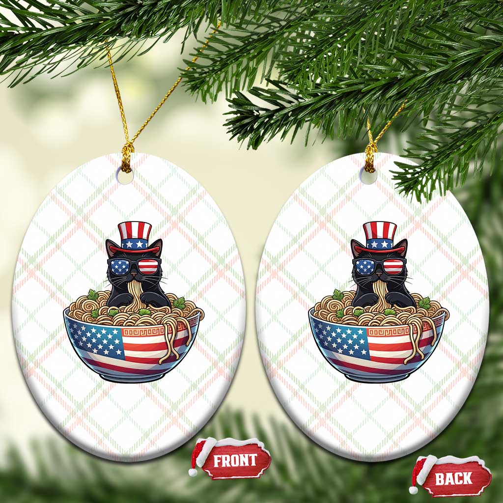 Funny Black Cats Eat Ramen Ceramic Ornament American Flag 4th Of July TS12 Print Your Wear