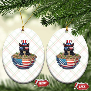 Funny Black Cats Eat Ramen Ceramic Ornament American Flag 4th Of July TS12 Print Your Wear