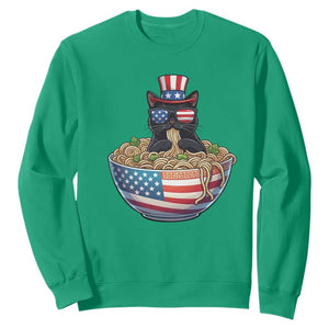 Funny Black Cats Eat Ramen Sweatshirt American Flag 4th Of July TS12 Irish Green Print Your Wear