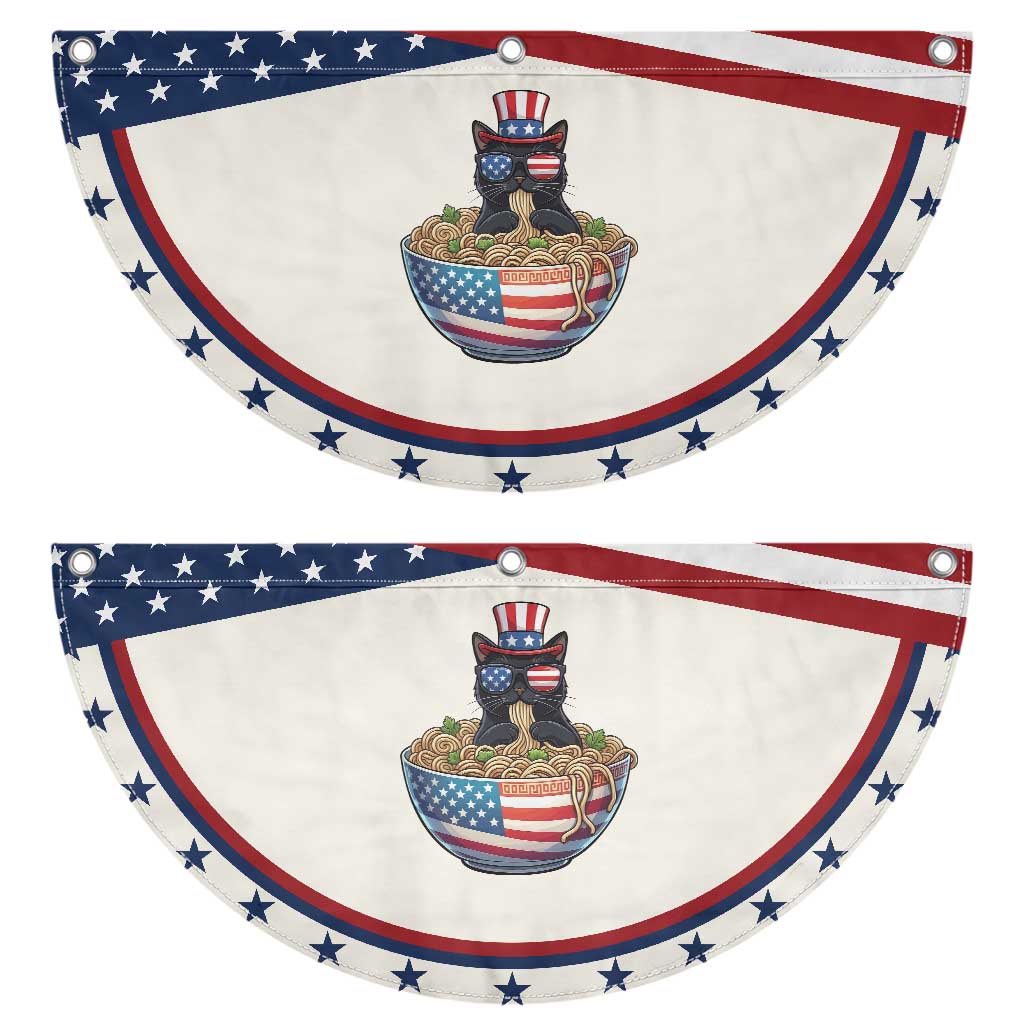 Funny Black Cats Eat Ramen Patriotic Fan Flag American Flag 4th Of July TS12 2pcs pack Classic Beige Print Your Wear