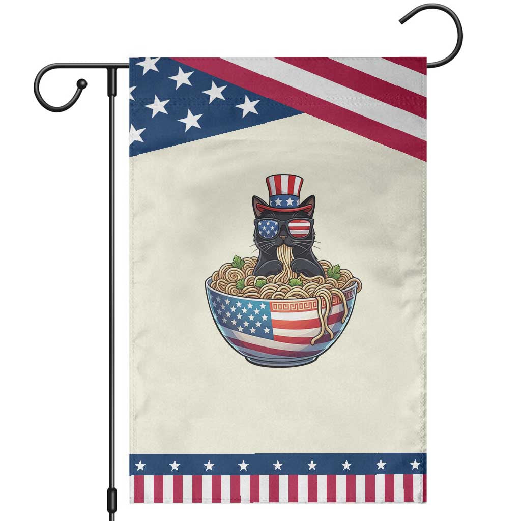 Funny Black Cats Eat Ramen Patriotic Garden Flag American Flag 4th Of July TS12 Modern Beige Blue Print Your Wear