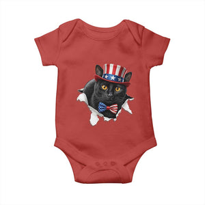 Funny Black Cat With Uncle Sam Hat Baby Onesie Patriotic Pet Lover TS12 Red Print Your Wear