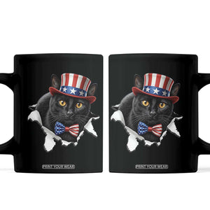 Funny Black Cat With Uncle Sam Hat Coffee Mug Patriotic Pet Lover TS12 Black Print Your Wear