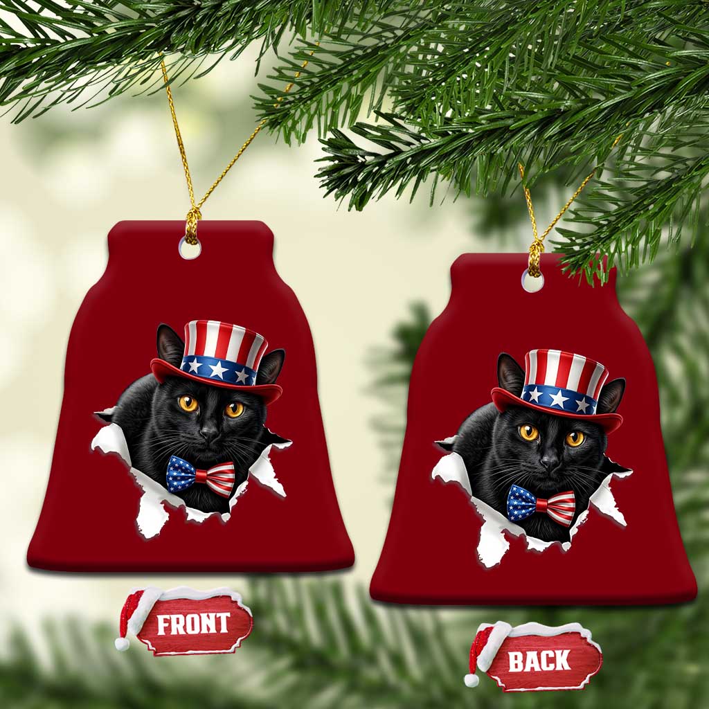 Funny Black Cat With Uncle Sam Hat Ceramic Ornament Patriotic Pet Lover TS12 Print Your Wear