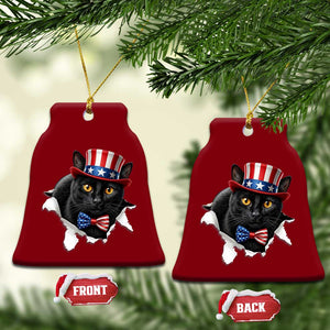 Funny Black Cat With Uncle Sam Hat Ceramic Ornament Patriotic Pet Lover TS12 Print Your Wear