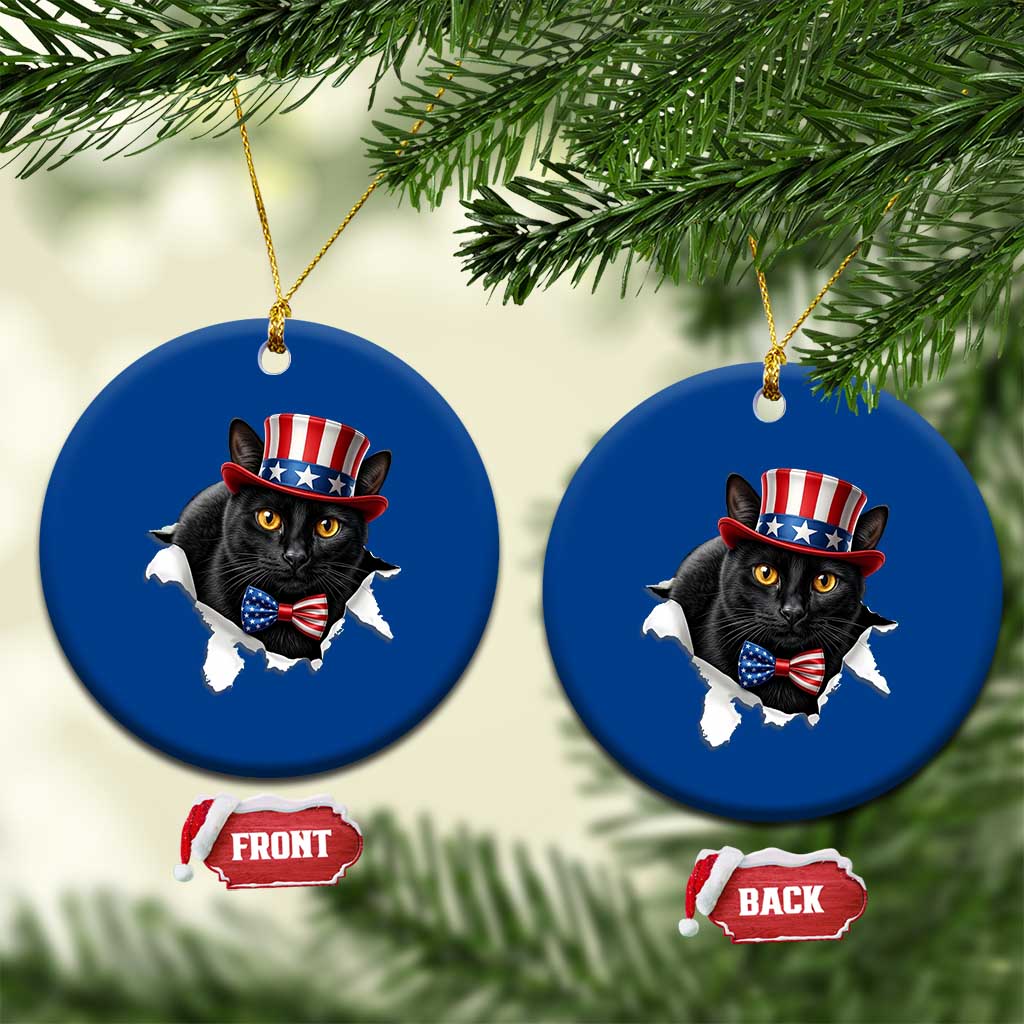 Funny Black Cat With Uncle Sam Hat Ceramic Ornament Patriotic Pet Lover TS12 1pc Blue Print Your Wear