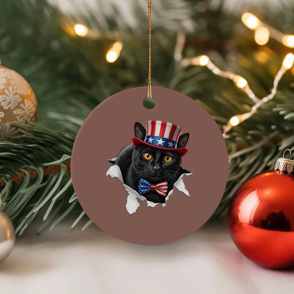 Funny Black Cat With Uncle Sam Hat Ceramic Ornament Patriotic Pet Lover TS12 1pc Mocha Print Your Wear