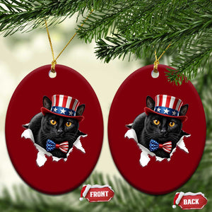 Funny Black Cat With Uncle Sam Hat Ceramic Ornament Patriotic Pet Lover TS12 Print Your Wear