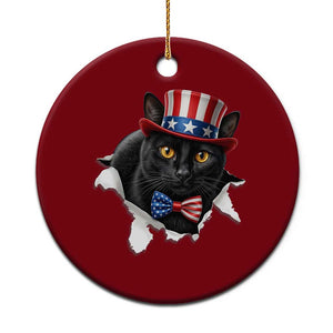 Funny Black Cat With Uncle Sam Hat Ceramic Ornament Patriotic Pet Lover TS12 1pc Red Print Your Wear
