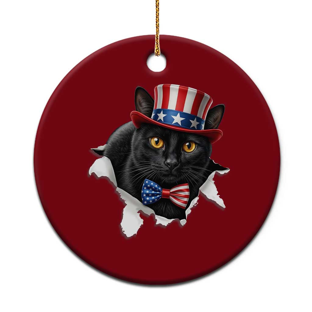 Funny Black Cat With Uncle Sam Hat Ceramic Ornament Patriotic Pet Lover TS12 1pc Red Print Your Wear