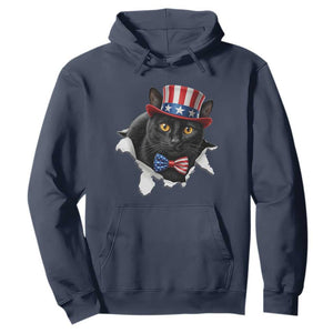 Funny Black Cat With Uncle Sam Hat Hoodie Patriotic Pet Lover TS12 Navy Print Your Wear