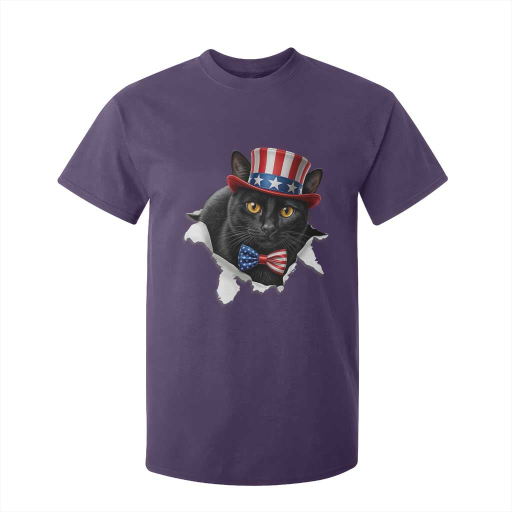 Funny Black Cat With Uncle Sam Hat T Shirt For Kid Patriotic Pet Lover TS12 Purple Print Your Wear