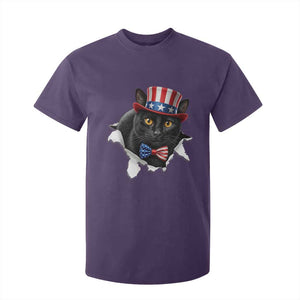 Funny Black Cat With Uncle Sam Hat T Shirt For Kid Patriotic Pet Lover TS12 Purple Print Your Wear