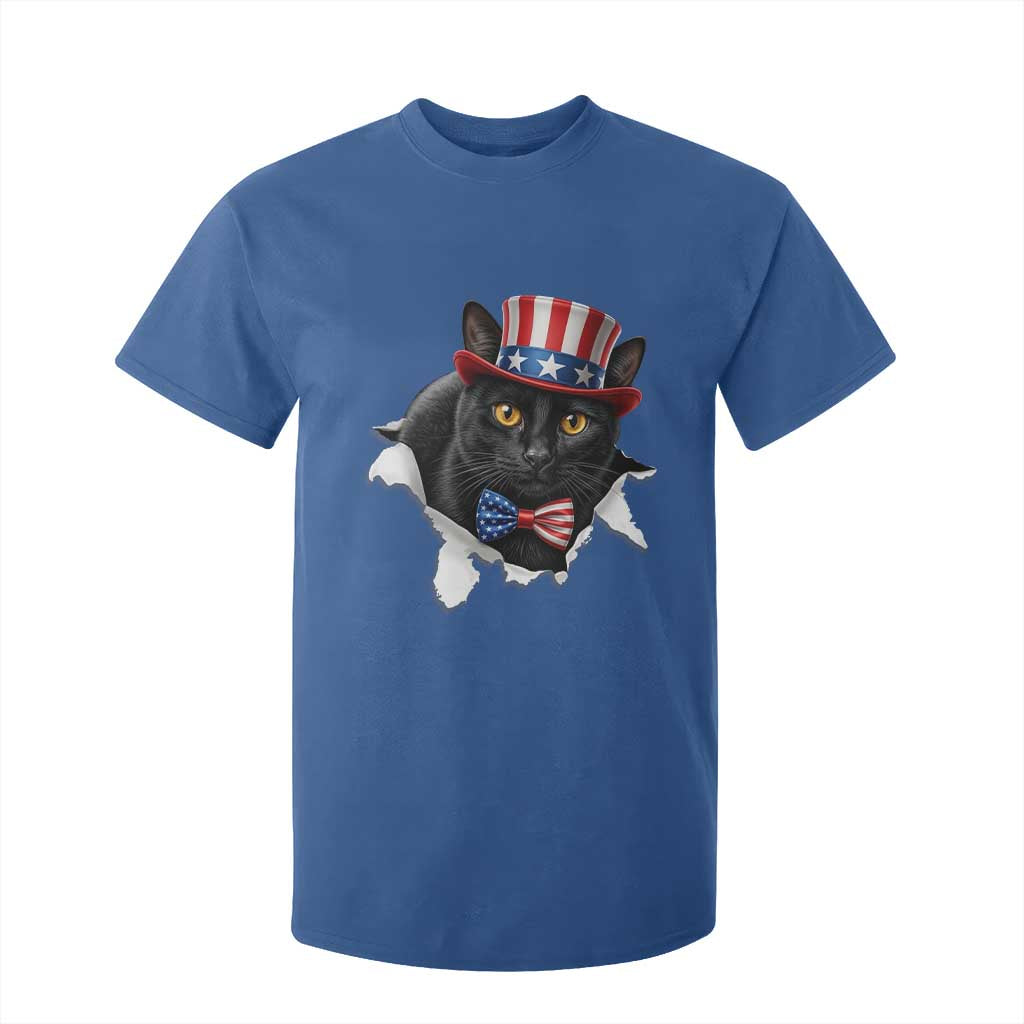 Funny Black Cat With Uncle Sam Hat T Shirt For Kid Patriotic Pet Lover TS12 Royal Blue Print Your Wear