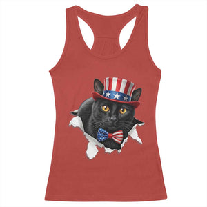 Funny Black Cat With Uncle Sam Hat Racerback Tank Top Patriotic Pet Lover TS12 Red Print Your Wear