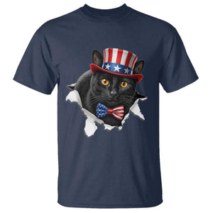 Funny Black Cat With Uncle Sam Hat T Shirt Patriotic Pet Lover TS12 Navy Print Your Wear