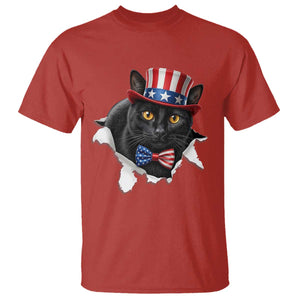 Funny Black Cat With Uncle Sam Hat T Shirt Patriotic Pet Lover TS12 Red Print Your Wear