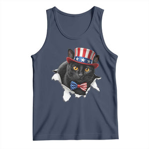 Funny Black Cat With Uncle Sam Hat Tank Top Patriotic Pet Lover TS12 Navy Print Your Wear