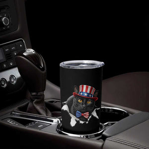 Funny Black Cat With Uncle Sam Hat Tumbler Cup Patriotic Pet Lover TS12 Print Your Wear