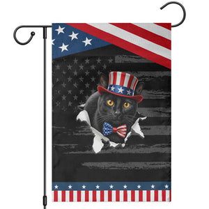 Funny Black Cat With Uncle Sam Hat Patriotic Garden Flag Pet Lover Gift TS12 Distressed Black Blue Print Your Wear