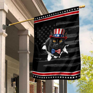 Funny Black Cat With Uncle Sam Hat Patriotic Garden Flag Pet Lover Gift TS12 Distressed Black Red Print Your Wear