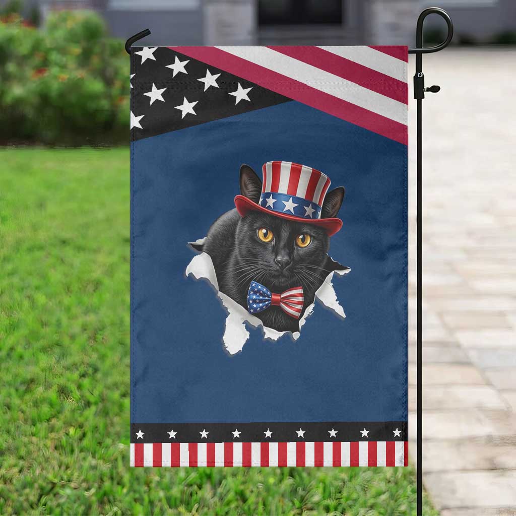 Funny Black Cat With Uncle Sam Hat Patriotic Garden Flag Pet Lover Gift TS12 Classic Blue Black Print Your Wear