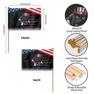 Funny Black Cat With Uncle Sam Hat Patriotic Handheld Flag Pet Lover Gift TS12 Print Your Wear