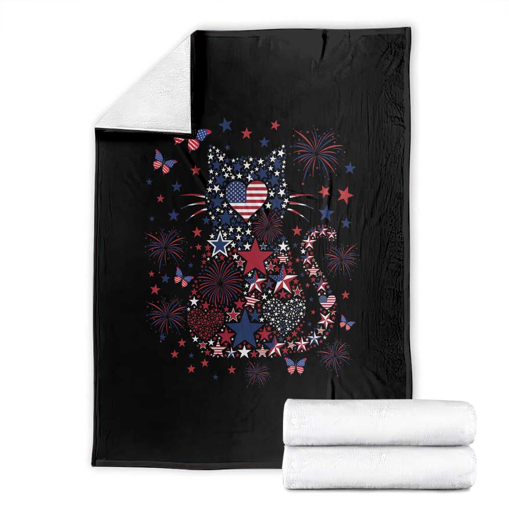 Funny Patriotic Cat Lover Throw Blanket 4th Of July Freedom TS12 Black Print Your Wear
