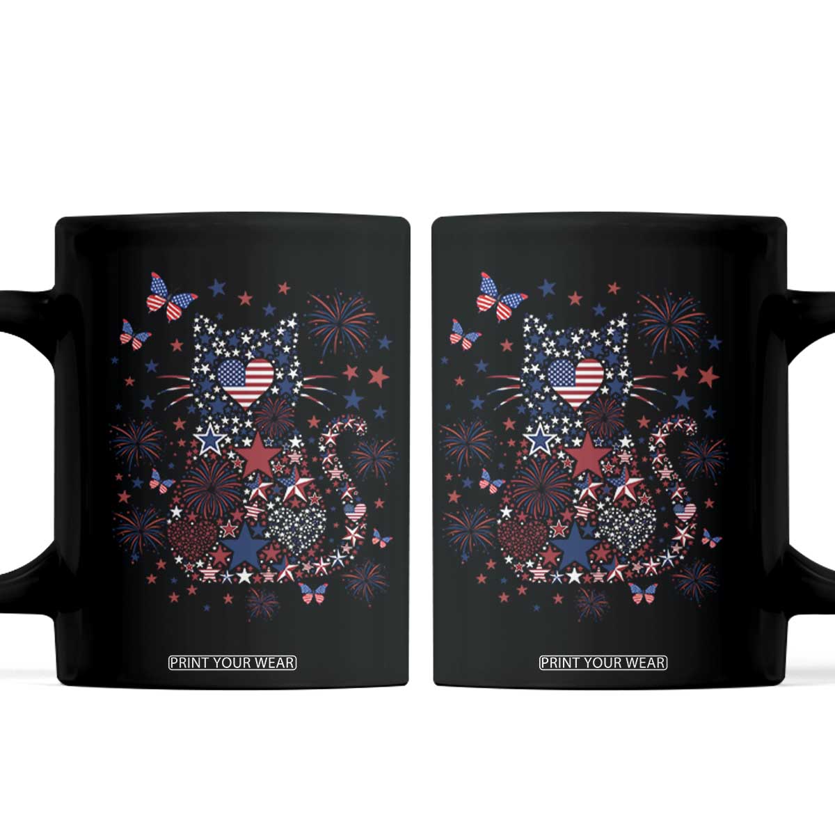 Funny Patriotic Cat Lover Coffee Mug 4th Of July Freedom TS12 Black Print Your Wear
