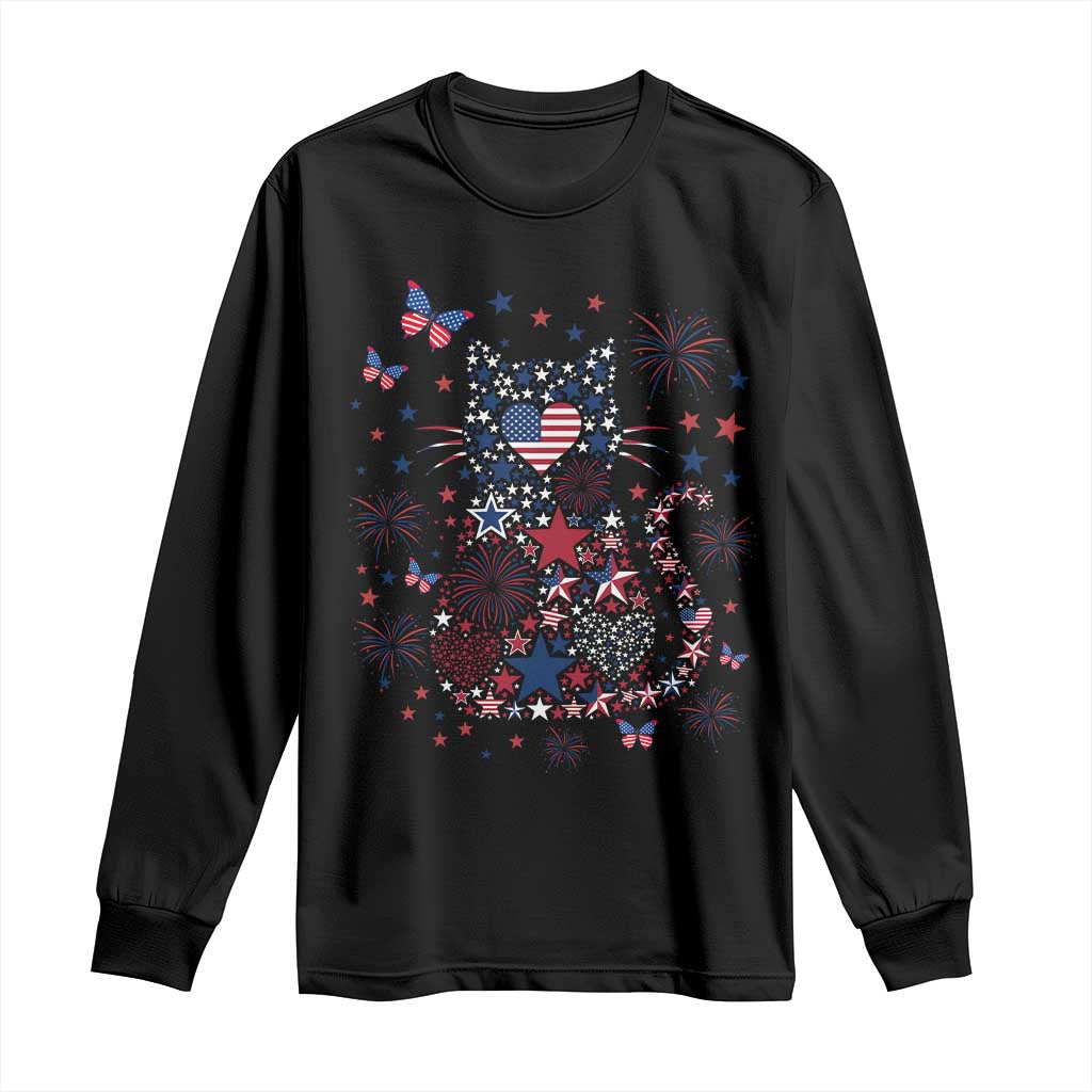 Funny Patriotic Cat Lover Long Sleeve Shirt 4th Of July Freedom TS12 Black Print Your Wear