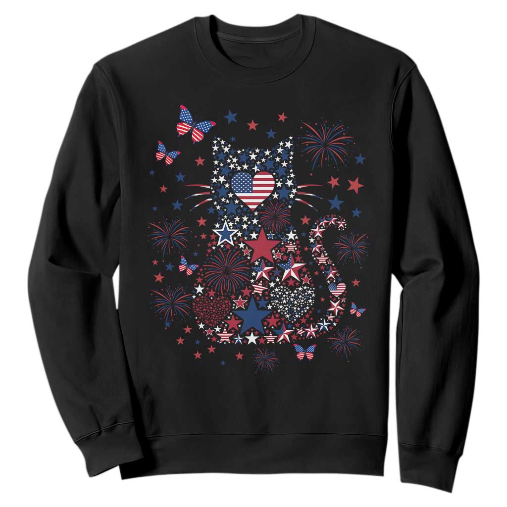 Funny Patriotic Cat Lover Sweatshirt 4th Of July Freedom TS12 Black Print Your Wear