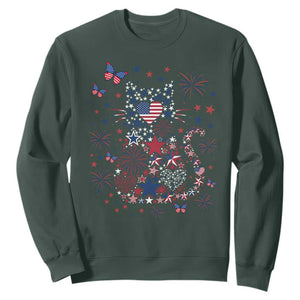 Funny Patriotic Cat Lover Sweatshirt 4th Of July Freedom TS12 Dark Forest Green Print Your Wear