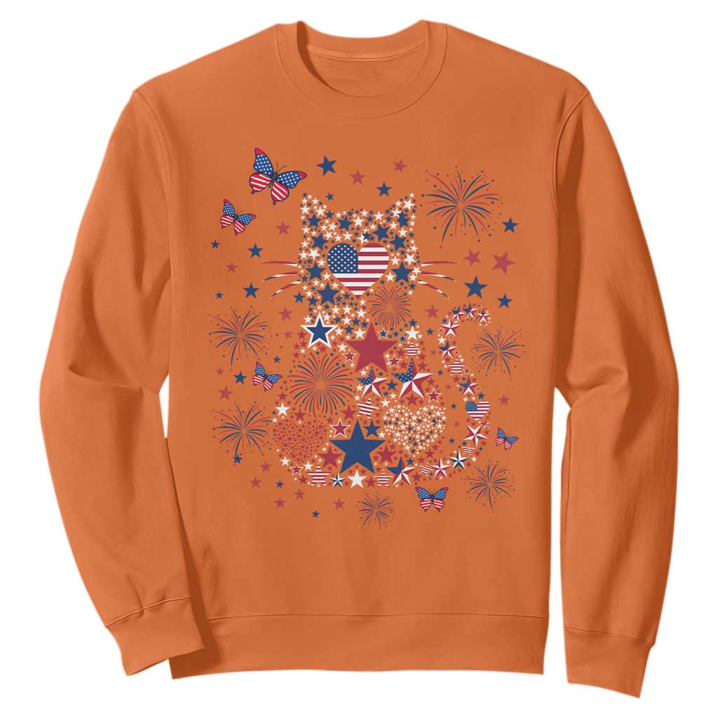 Funny Patriotic Cat Lover Sweatshirt 4th Of July Freedom TS12 Orange Print Your Wear