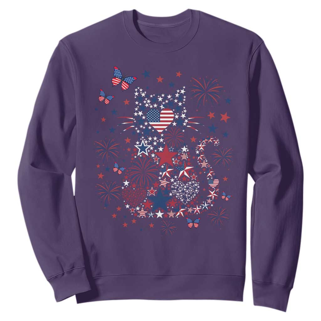 Funny Patriotic Cat Lover Sweatshirt 4th Of July Freedom TS12 Purple Print Your Wear