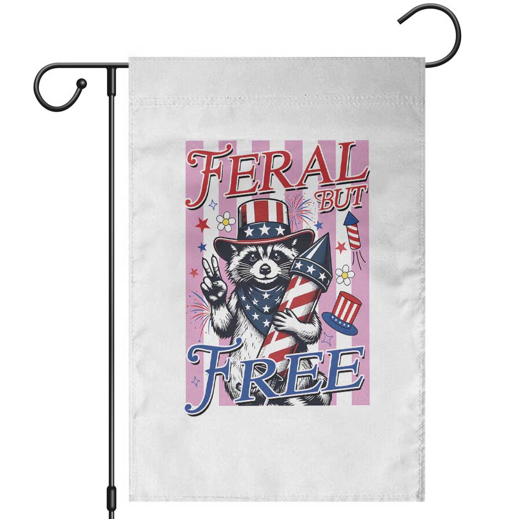 Funny Fourth Of July Raccoon Garden Flag Feral But Free TS12 White Print Your Wear