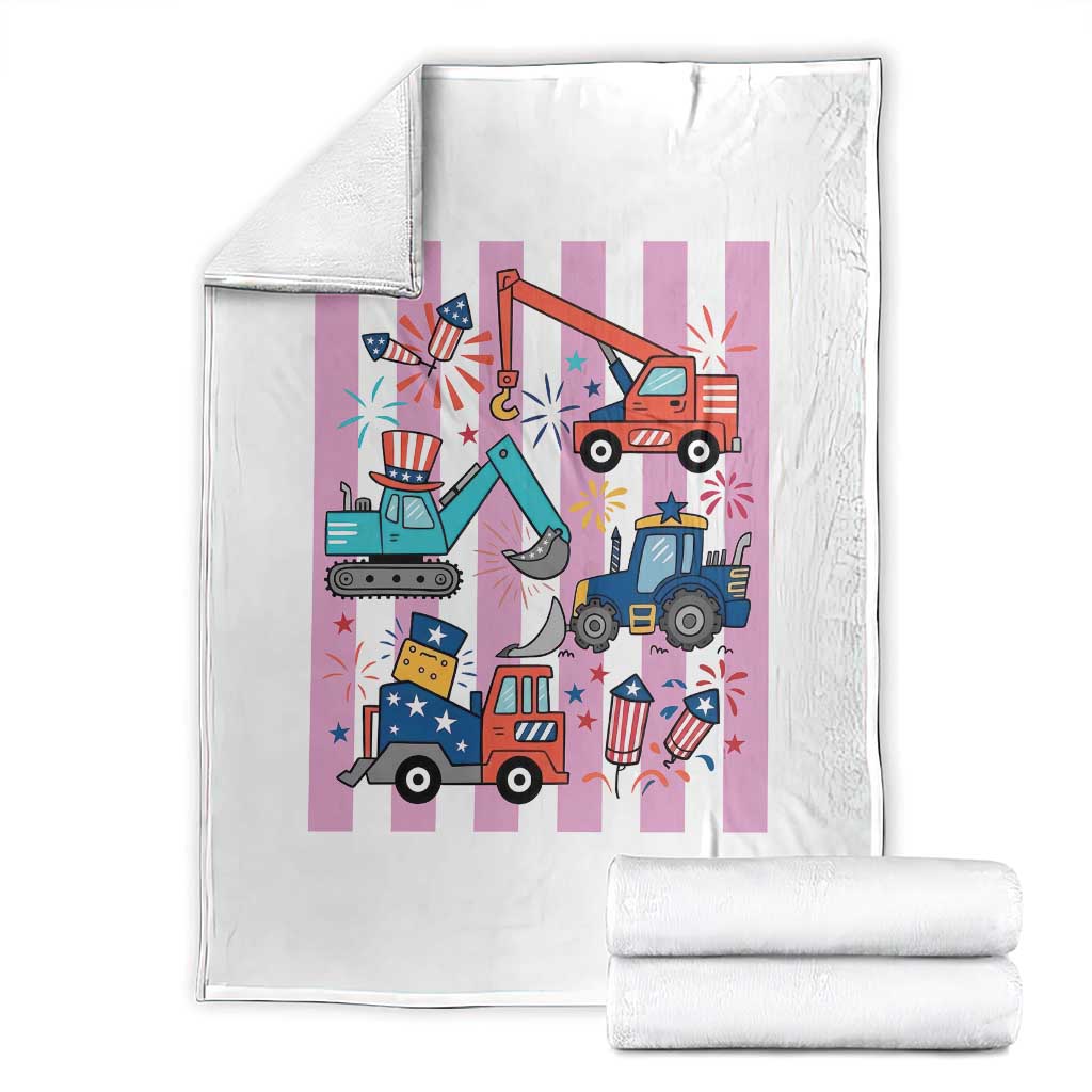 Red White And Blue Construction Crew Throw Blanket Patriotic Kids 4th Of July TS12 White Print Your Wear
