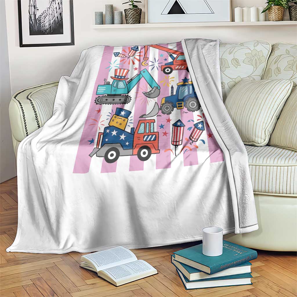 Red White And Blue Construction Crew Throw Blanket Patriotic Kids 4th Of July TS12 Print Your Wear
