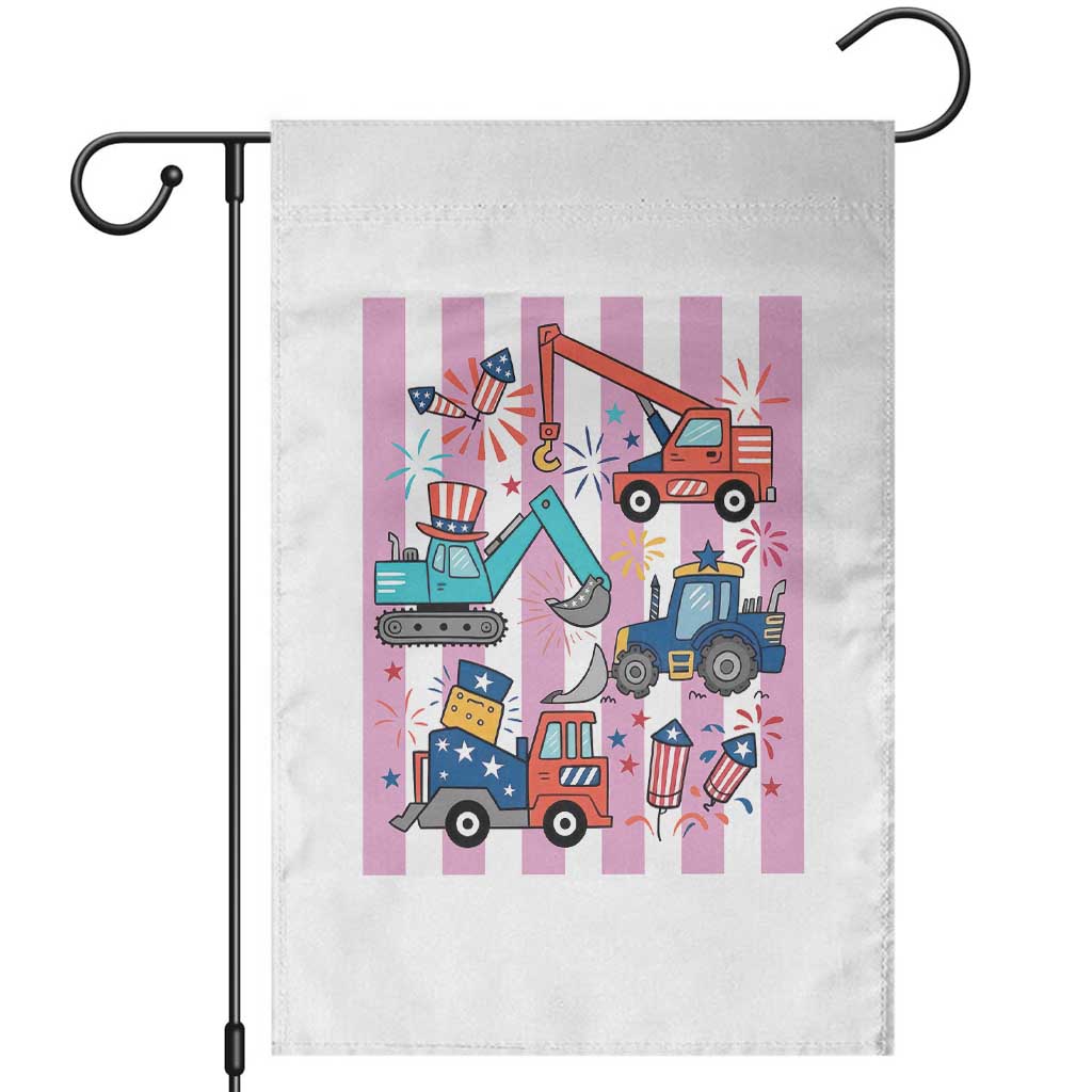 Red White And Blue Construction Crew Garden Flag Patriotic Kids 4th Of July TS12 White Print Your Wear