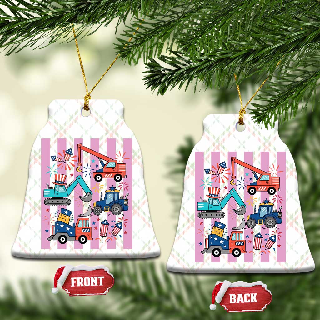 Red White And Blue Construction Crew Ceramic Ornament Patriotic Kids 4th Of July TS12 Print Your Wear