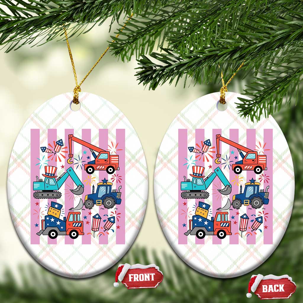 Red White And Blue Construction Crew Ceramic Ornament Patriotic Kids 4th Of July TS12 Print Your Wear