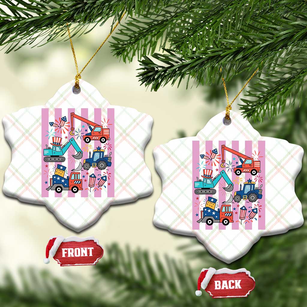 Red White And Blue Construction Crew Ceramic Ornament Patriotic Kids 4th Of July TS12 Print Your Wear